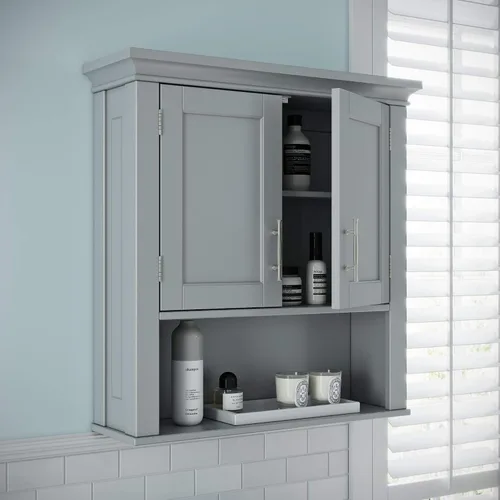 Miniatura 2 de RiverRidge - Somerset - Gabinete de almacenamiento de baño de dos puertas, color gris, Set 1