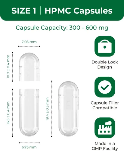Miniatura 2 de HPMC - Cápsulas vacías de tamaño 1-100 cápsulas de píldoras vacías – Celulosa a base de plantas Vegetariana, Halal, sin OMG para suplemento