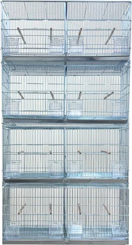 Miniatura 29 de Gran lote de jaula de vuelo para pájaros, sin óxido, galvanizada, chapada en zinc, apilable, con divisor central removible y puertas para nido