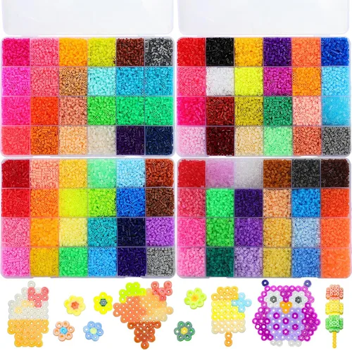 Lenwen 52000 cuentas de fusible, 96 colores, 0.096 pulgadas, mini, fusible, cuentas derretidas con tableros de clavijas, juego de repuesto creativo,