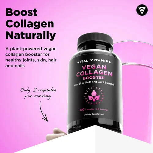 Miniatura 2 de Vital Vitamins Suplemento de Colágeno Vegano - con Sílice y Ácido Hialurónico - Suplementos de Colágeno a Base de Plantas - Apoya el Cabello