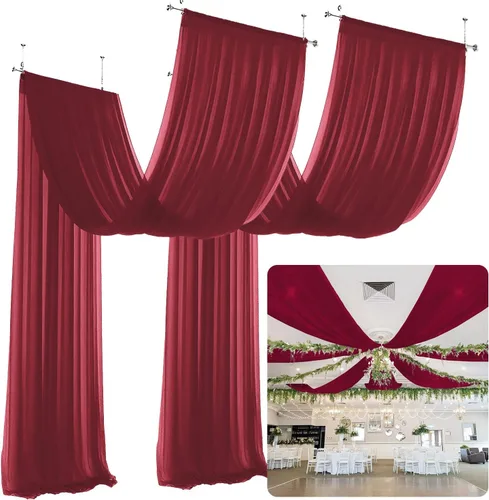 Miniatura 24 de Cortinas de techo verdes para cortinas de boda para techo, tela drapeada, 2 paneles de 5 x 20 pies, cortinas de tela para cortinas de arco de boda