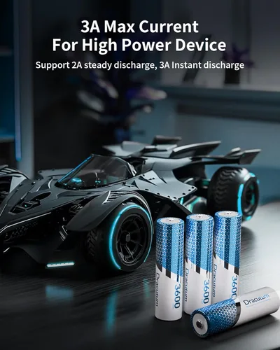 Miniatura 6 de Paquete de 8 baterías AA recargables de 3600 mWh, baterías AA de litio recargables de 1.5 V, más de 2000 ciclos de larga duración doble A