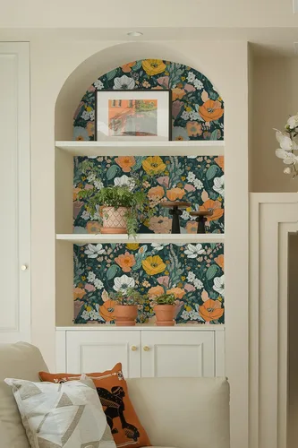 Miniatura 4 de Papel tapiz para despegar y pegar, extraíble, color verde oscuro, para dormitorio, guardería, bohemio, apto para inquilinos, papel de contacto