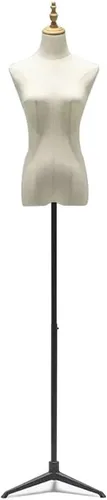 Adjustable Black Female Mannequin Torso with Tripod Stand, Detachable Dress Form for Sewing, Clothing Display, Jewelry Showcase, Height 140-180cm,