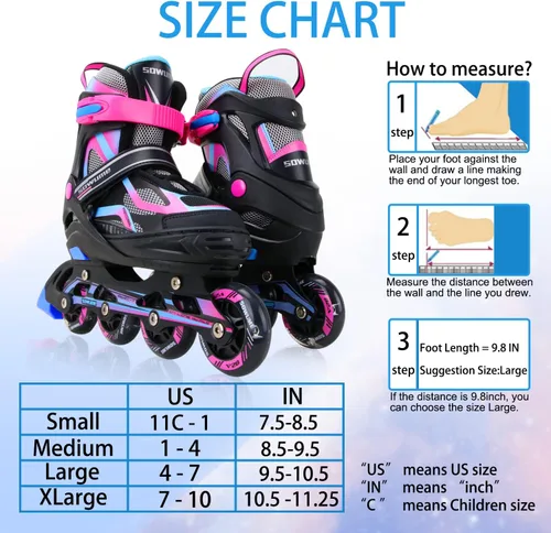 Miniatura 4 de Patines en línea ajustables para niñas y niños, patines con todas las ruedas iluminadas, patines para mujer para niños y adultos, hombres, mujeres