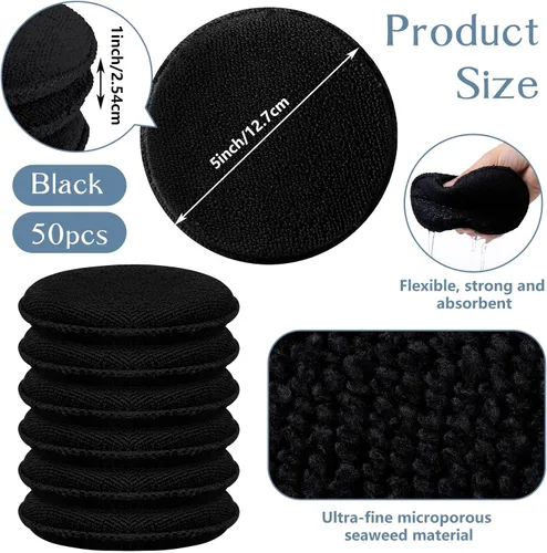 Miniatura 2 de Tanlade 50 almohadillas de microfibra para detalles de automóvil, aplicador de cera, almohadillas de microfibra de lavado, 5 pulgadas de diámetro