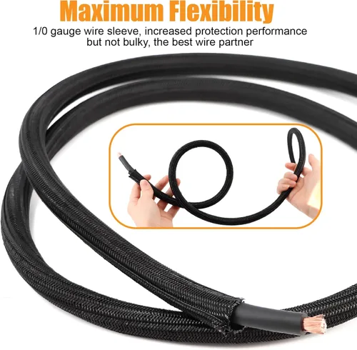 Miniatura 5 de Cable de alambre de calibre 0 de 40 pies de aluminio revestido de cobre, Cable de batería 1/0, Conectores de terminales tipo oreja, Tubo