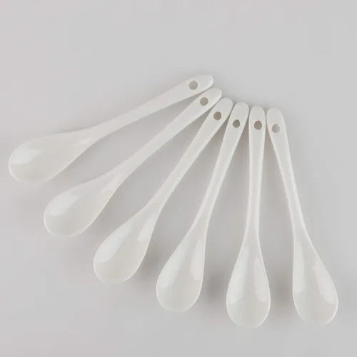 Miniatura 3 de Cucharas de huevo de porcelana para huevos hervidos suaves, café, té, postres de cerámica, juego de 6 cucharas (6 cucharas de huevo)