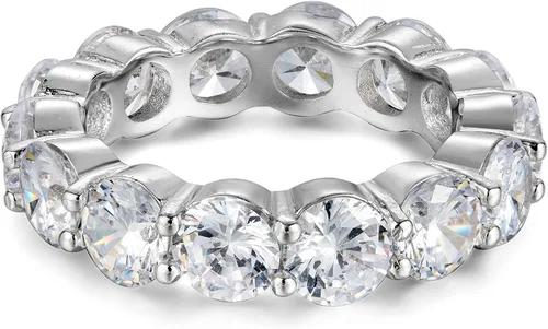 Miniatura 2 de Anillo de eternidad, para bodas o compromiso, con zirconia cúbica, de plata esterlina 925, 5 mm