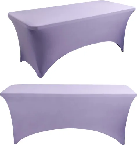 Miniatura 17 de Paquete de 2 manteles rectangulares elásticos de 6 pies para cocina, comedor, elástico, resistente a las arrugas, de elastano, lavable, para Rosa