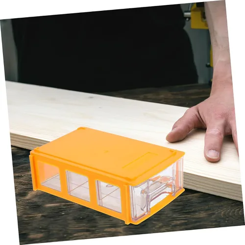 Miniatura 7 de Caja organizadora de cajones de escritorio modular apilable con múltiples contenedores de almacenamiento de plástico amarillo compacto