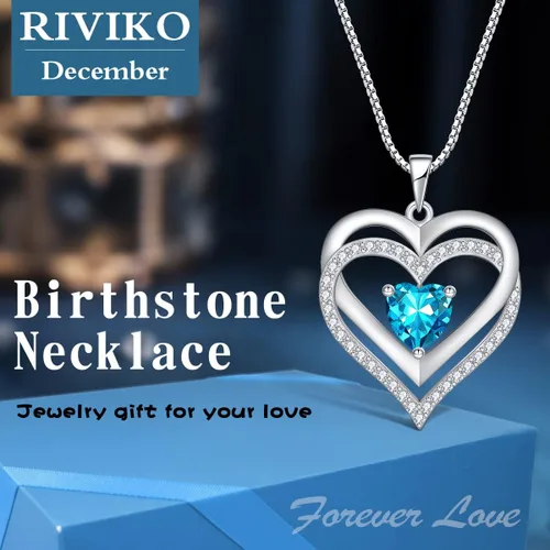 Miniatura 77 de RIVIKO Collar con símbolo de corazón infinito para mujer, plata de ley 925, delicado colgante de corazón para el día de San Valentín, día