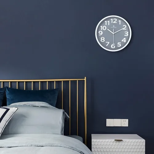 Miniatura 4 de Lafocuse Moderno reloj de pared gris con números grandes 3D silencioso sin Tic Tac, 11.8 in, fácil de leer, decorativo para sala de estar