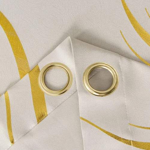 Miniatura 2 de MYRU Juego de 2 paneles de cortinas cortas de cocina para dormitorio, cortinas de rayas con estampado de aluminio para sala de estar
