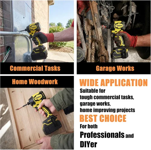 Miniatura 7 de YOIbuy Destornillador de Impacto Inalámbrico de 1/4 de Pulgada, Taladro de Impacto Compacto y Ligero, Compatible con Baterías Dewalt de 20V, Rojo