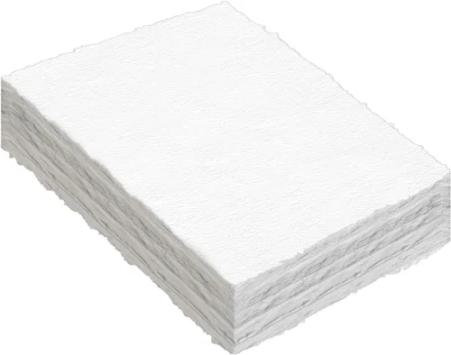 ZAYOUAU 100 hojas de papel de acuarela, 6 x 8 pulgadas, algodón blanco, hecho a mano, 300 GSM, papel texturizado rugoso con bordes deckled para