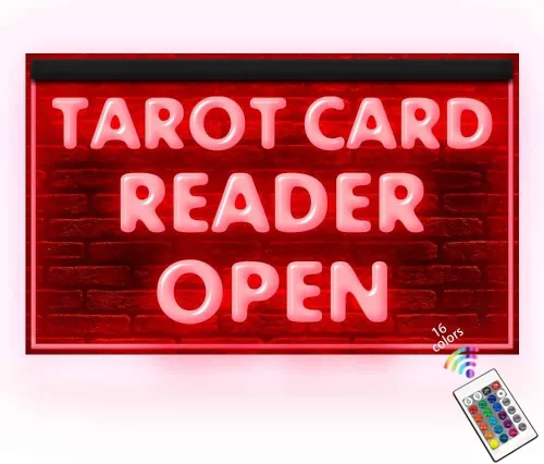 Miniatura 9 de 180087 Lector de cartas de tarot psíquico abierto tienda decoración ventana pantalla LED luz neón letrero (12 x 8 pulgadas, verde)