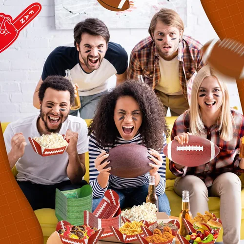 Miniatura 6 de Yungyan 100 unidades de cuencos de papel de fútbol, bandejas de comida para nachos, suministros de fiesta, bandejas desechables para decoración