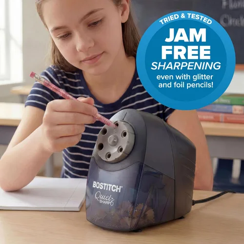 Miniatura 9 de Bostitch Office QuietSharp - Sacapuntas eléctrico, resistente para uso en aula u oficina, selector de tamaño con 6 tamaños diferentes, color negro