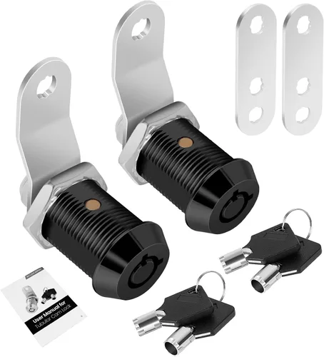 Miniatura 27 de Paquete de 2 cerraduras de caja de herramientas con llaves, cerradura de leva para gabinete de 5/8 pulgadas con llave maestra, cerradura de repuesto