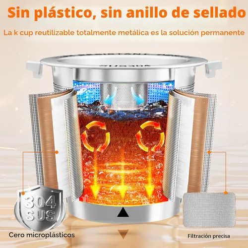 Miniatura 2 de Paquete de 2 tazas K reutilizables para cafetera Keurig 1.0, no 2.0, todas las cápsulas de filtro de café de acero inoxidable para Keurig con embudo