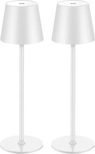 BGFHome Paquete de 2 Lámpara de Mesa Inalámbrica Lámpara LED de Escritorio, 5000mAh Luz Nocturna Táctil Recargable Inalámbrica Diseño Minimalista