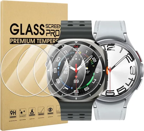 Miniatura 13 de Suoman 4-Pack para Samsung Galaxy Watch 6 Classic 43mm Protector de pantalla, [Antiarañazos] 2.5D 9H Película protectora de vidrio templado