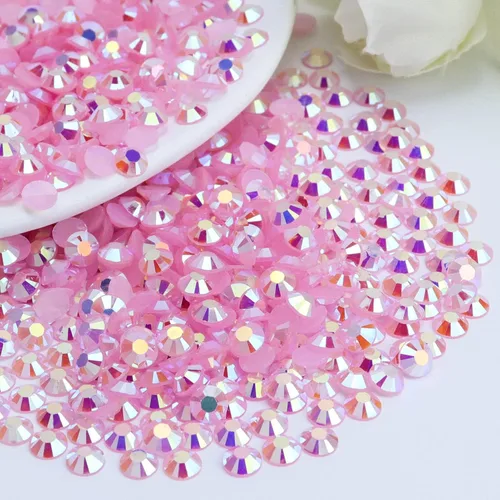 Miniatura 11 de 2000 piezas de brillantes de resina con parte trasera plana de 4 mm, brillantes de resina de gel AB azul claro/azul cielo para tazas, botellas, Azul