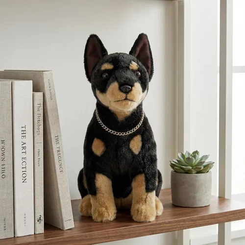 Miniatura 6 de Juguete realista de peluche de perro Doberman – Simulación de 12 pulgadas de pie Doberman noble mascota perro de peluche modelo de cachorro