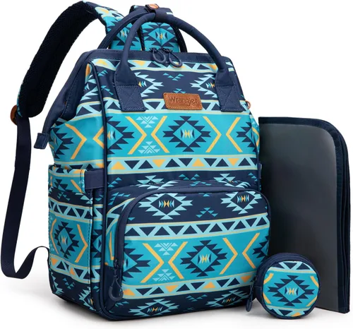 Miniatura 22 de Montana West Wrangler Bolsa Mochila para Pañales Mochila de Viaje Azteca Carteras Occidentales Multifunción Bolsas para Bebé para Mamá con Bolsillos