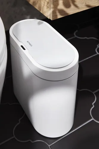 Miniatura 2 de ELPHECO Basurero de baño con tapa, contenedor de basura impermeable con sensor de 2.5 galones, cubo de basura con sensor de movimiento de 10 litros