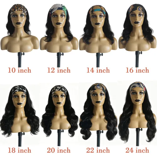 Miniatura 6 de Peluca de cabello humano brasileño ondulado con diadema, pelucas con diadema para mujeres negras, pelucas de cabello humano para llevar y llevar