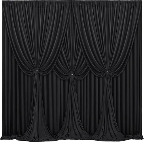 Miniatura 30 de Cortinas de fondo azul bebé de 8 x 10 pies para bodas, cortinas de fondo de poliéster sin arrugas, para baby shower, fiestas de cumpleaños