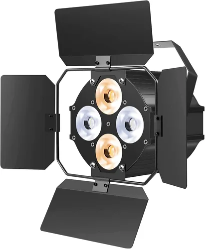 Luces de escenario con puertas de granero, luces LED par con focos COB blancos cálidos y fríos, luz de par profesional con activación por sonido