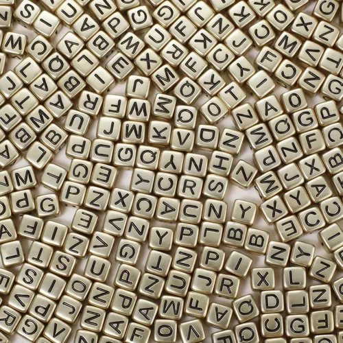 Miniatura 9 de Cuentas de letras acrílicas doradas para pulseras, cuentas redondas, 0.157 x 0.276 pulgadas, 1200 unidades, para kit de fabricación de joyas