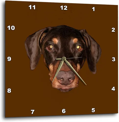 3dRose - Cute Doberman Vector Profile for Pinscher Lovers - Wall Clock - (dpp-357340-1)