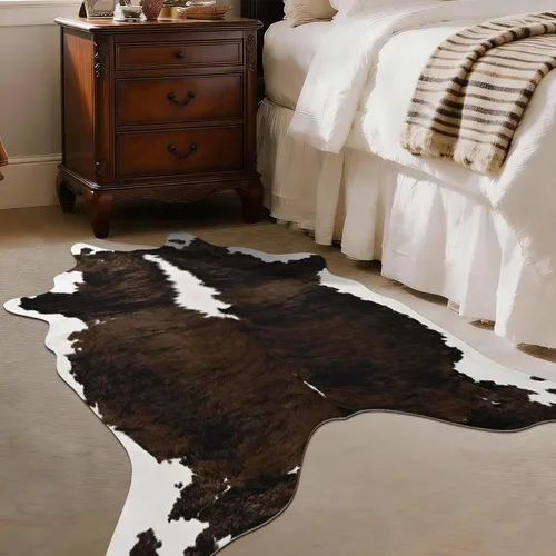 Miniatura 16 de BENRON Alfombra Premium de Piel de Vaca Sintética, Estampado de Vaca, Alfombras Rústicas Occidentales para Sala de Estar y Dormitorio, Pieles