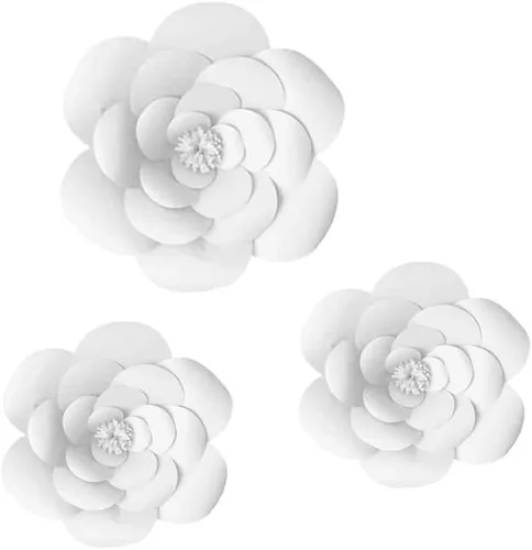 Miniatura 8 de N/C 3 piezas de flores de papel para fiesta, flores de papel para fondo de boda, decoración DIY hecha a mano para fondo de boda, decoración de pared