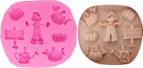 Miniatura 6 de Moldes de silicona con forma de espantapájaros de calabaza para Halloween, herramientas de decoración de pasteles, bricolaje, chocolate, dulces