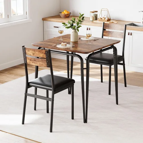 Miniatura 14 de GarveeHome Mesa de comedor para 4, juego de mesa pequeña y sillas de 4, juego de dinette cuadrado para 4, juego de 5 piezas para cocina y comedor