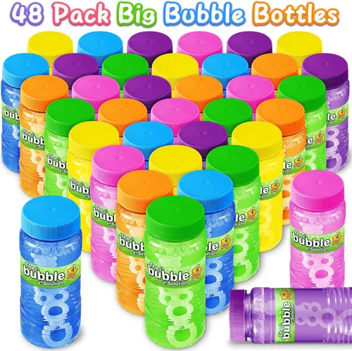 Miniatura 3 de V-Opitos Paquete de 24 botellas de burbujas con varitas en 6 colores, solución de burbujas de 4 onzas, recuerdos de fiesta de burbujas para niños