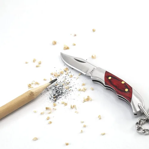 Miniatura 7 de Cuchillo de bolsillo pequeño, cuchillo de bolsillo EDC, acero inoxidable D2 y mango de madera, cuchillo pequeño, longitud de la hoja 1.5 pulgadas