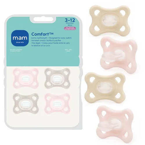 Miniatura 11 de MAM Chupetes Comfort para Bebé, Chupón Ligero de Una Pieza de Silicona Completa para Recién Nacidos de 3-12 Meses, Sin BPA, Chupete Fácil de Gris
