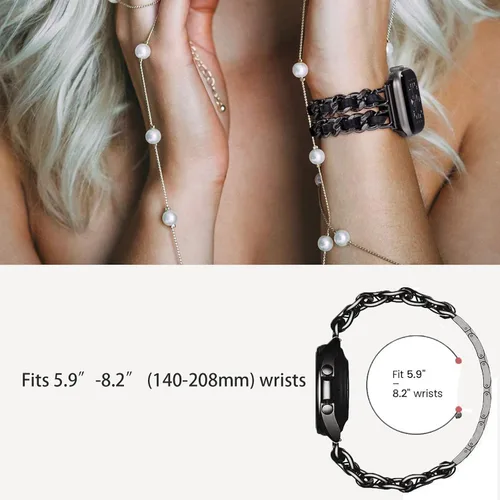 Miniatura 8 de Correa de metal compatible con Moto Watch 120, 0.78 pulgadas, 0.86 pulgadas, 0.86 pulgadas, correa de metal de liberación rápida con cuero