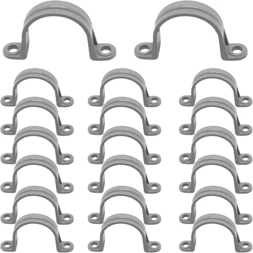 Miniatura 11 de Correa de tubo de PVC de 2 pulgadas, abrazaderas de tubo de conducto de 2 agujeros, soportes de tubería de plástico (gris, 10 piezas)