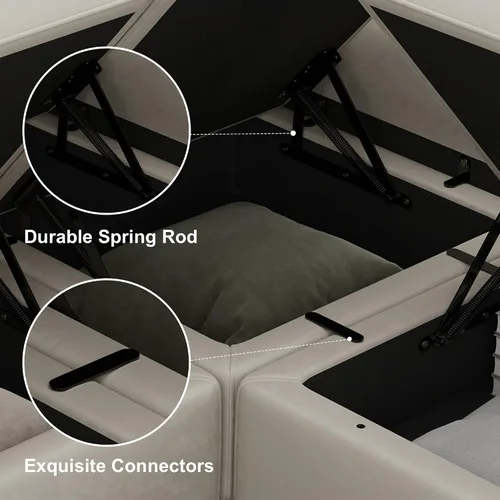 Miniatura 7 de Belffin Sofá modular grande con asiento de almacenamiento, sofá en forma de U de gran tamaño con tumbona reversible, juego de sofá modular con Gris