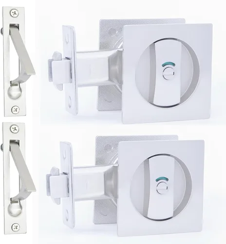 Miniatura 25 de Dontay Cerradura de indicadores codificados por color para puerta de bolsillo, cerradura de manijas de privacidad (cama/baño), fondo de 2-3/8 Negro