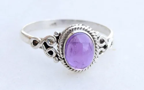 Miniatura 2 de Avicrafts Anillo de plata de ley 925 con piedra de amatista para mujer, hecho a mano, joyería de Navidad, regalo para ella