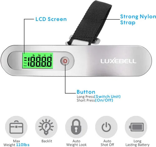 Miniatura 2 de Luxebell balanza digital para equipaje, 110 libras, regalo para viajeros